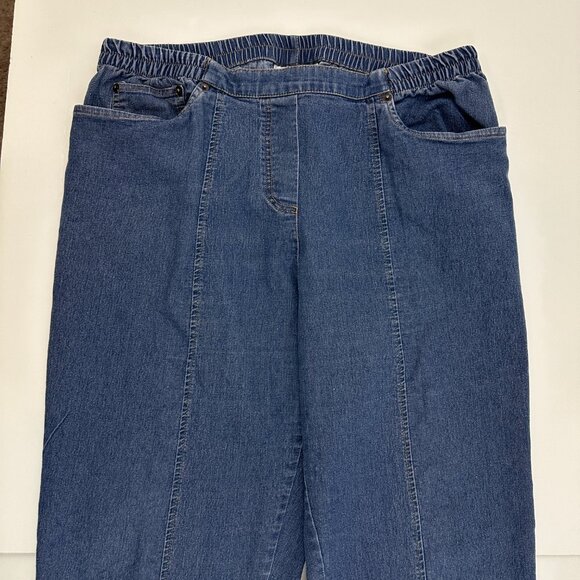 Cathy Daniels Pull On Straight Slit Hem Women's size L Dark Blue Denim jeans - Picture 2 of 5